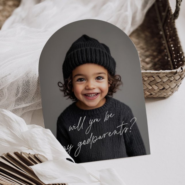 Invitation Godparents Handwritten Proposal Photo Arch Boy (Zazzle Godparents Handwritten Proposal Photo Arch Boy Invitation (Front))