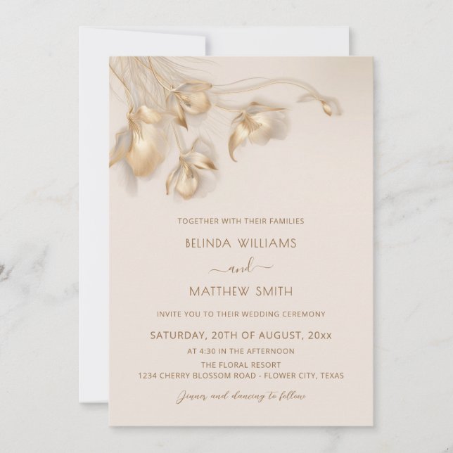 Invitation Gold 3D Flowers (Devant)