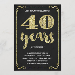 Invitation Gold 40th Birthday Party