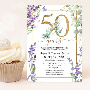 Invitation Gold 50e anniversaire Mariage Lavande violette