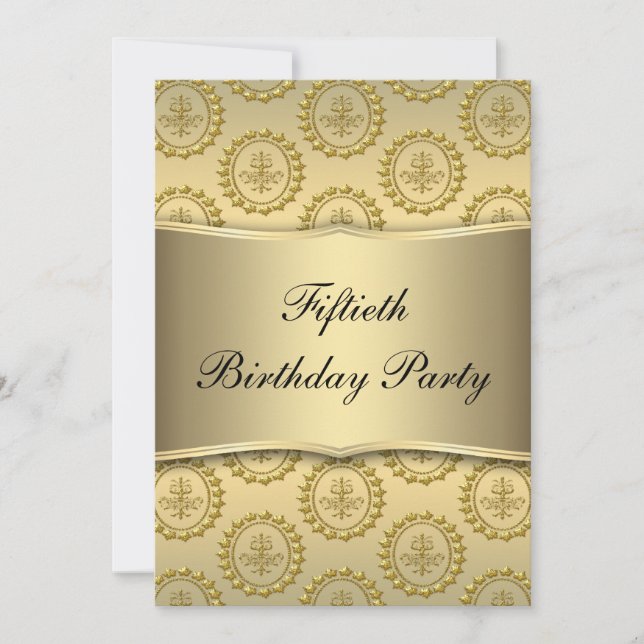 Invitation Gold 50th Birthday Party (Devant)