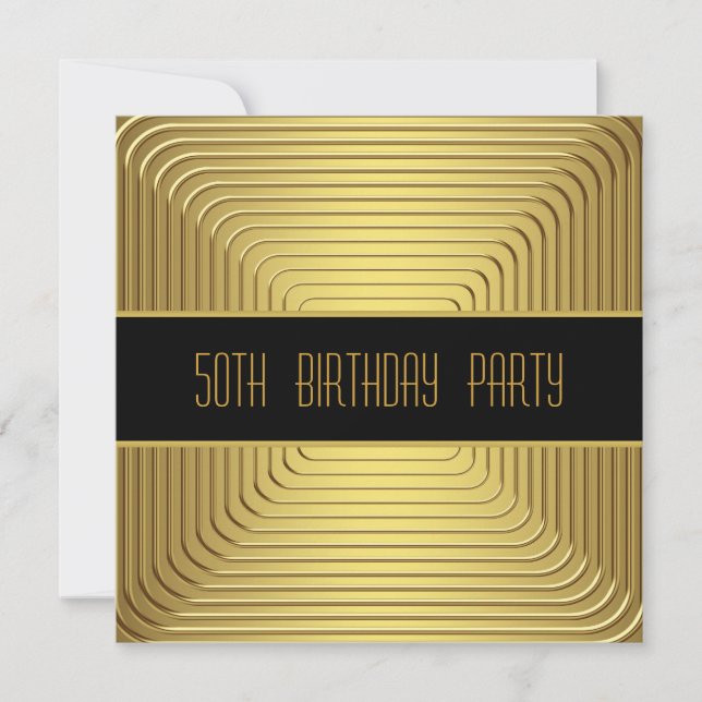 Invitation Gold 50th Birthday Party (Devant)