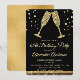 Invitation Gold 60e Anniversaire de la fête Diamond Champagne