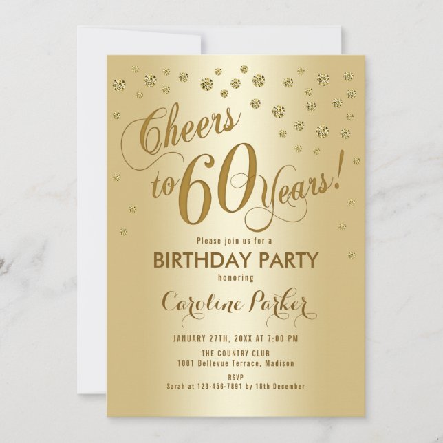 Invitation Gold 60th Birthday Party (Devant)