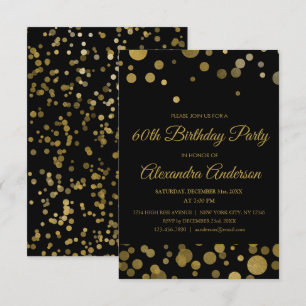 Invitation Gold 60th Birthday Party Gold Confetti