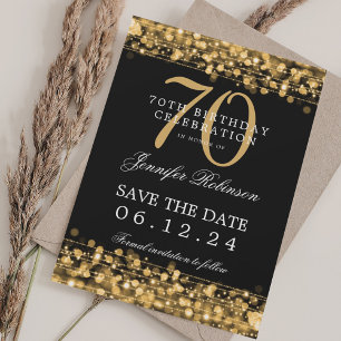 Invitation Gold 70th Birthday Enregistrer la date