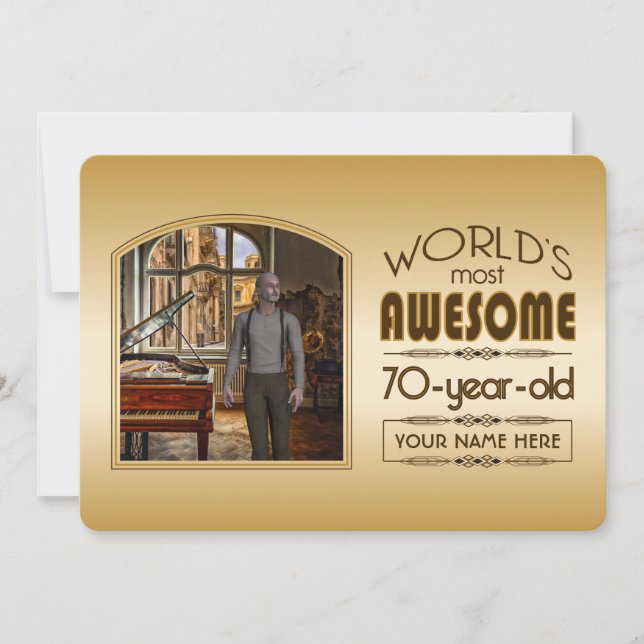 Invitation Gold 70th Birthday Meilleur cadre photo personnali (Devant)