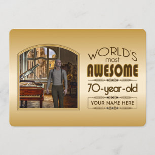 Invitation Gold 70th Birthday Meilleur cadre photo personnali