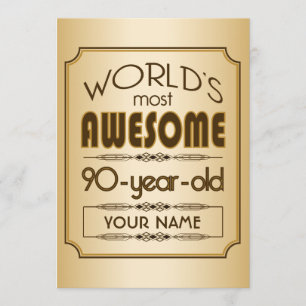 Invitation Gold 90th Birthday Celebration World Best Fabulous
