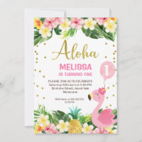 Gold Aloha Floral Folithe Flamant rose 1er anniver