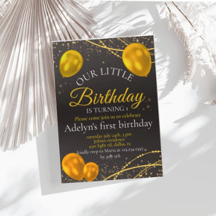 Invitation "Gold and Black Baby First Birthday"