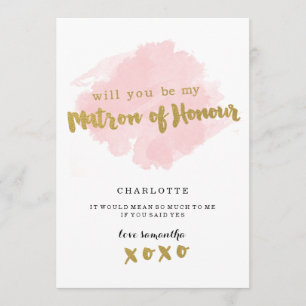 Invitation Gold and Blush Serez-vous mon chef d'honneur ?