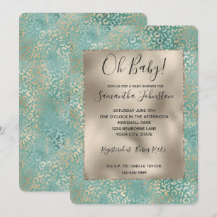 Invitation Gold Aqua Turquoise Turquoise Glam Empreinte de lé