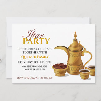 Invitation Gold Arabic Dallah Coffee & Dates Iftar Party