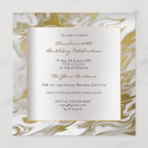 Invitation Gold Argent Marbre Abstrait Gris fête d'anniversai