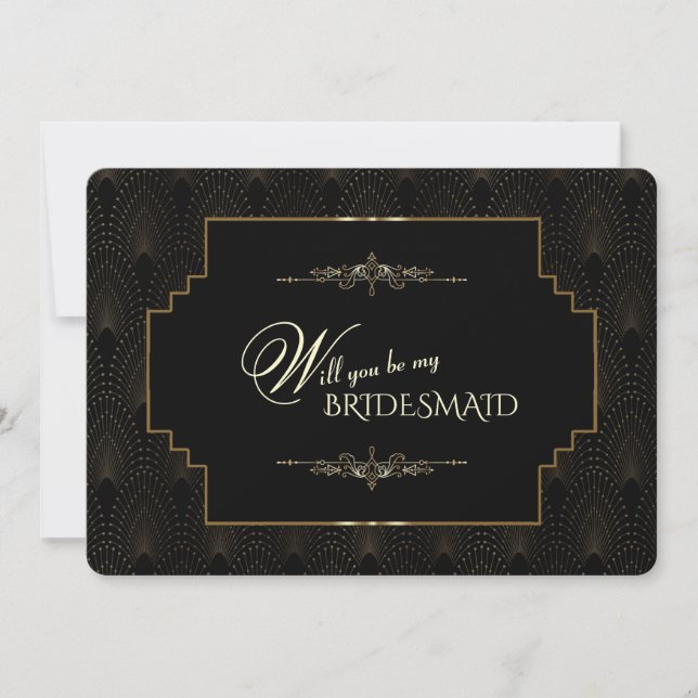 Invitation Gold Art Déco 1920 Be My Bridesmaid (Devant)