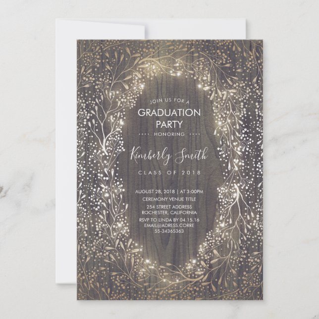 Invitation Gold Baby's Breath Rustic Country Graduation Party (Devant)