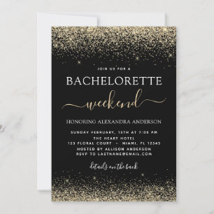 Invitation Gold Bachelorette Week-end Parties scintillant mod
