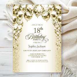 Invitation Gold Balloons 18e fête d'anniversaire