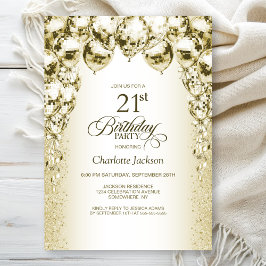 Invitation Gold Balloons 21e fête d'anniversaire