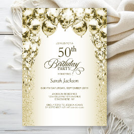 Invitation Gold Balloons 50e anniversaire fête