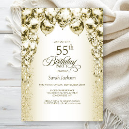 Invitation Gold Balloons 55e anniversaire fête