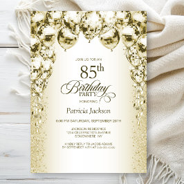 Invitation Gold Balloons 85e anniversaire fête