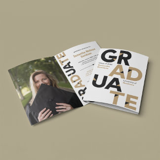 Invitation Gold Big Bold Angle-Cut Lettres Graduation
