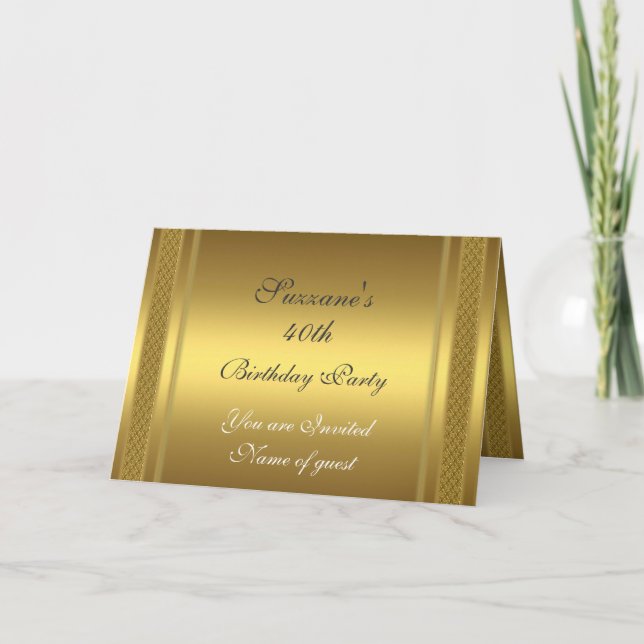 Invitation Gold Birthday Party (Devant)
