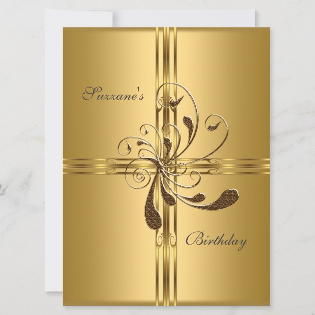 Invitation Gold Birthday Party Populaire (Devant)