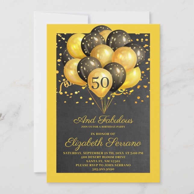 Invitation Gold Black 50 Et Fabuleux (Devant)