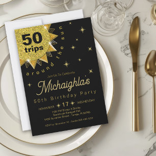 Invitation Gold Black 50th Birthday Party