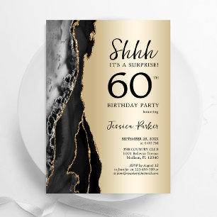 Invitation Gold Black Agate Surprise 60e anniversaire