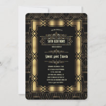 Gold Black Art Deco Gatsby 1920 Anniversaire