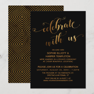 Invitation Gold Black Celebrate avec nous Post-Mariage Event