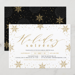 Invitation Gold & Black Corporate Holiday Soiree Party