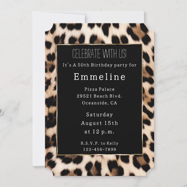 Invitation Gold Black Crème Brown Leopard 50e anniversaire (Devant)
