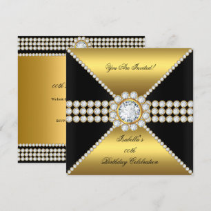 Invitation Gold Black Diamond Sophisticated Anniversaire Part