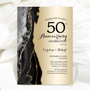 Invitation Gold Black Elegant 50e anniversaire