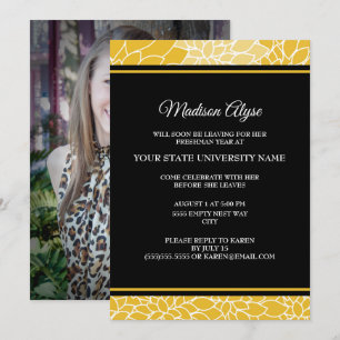 Invitation Gold Black Floral College Trunk Party Photo Invita