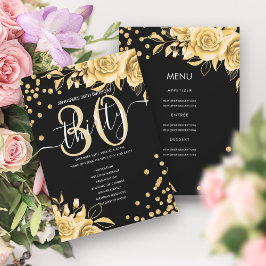 Invitation Gold Black Floral Parties scintillant 30 Anniversa