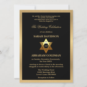 Invitation Gold Black Formal Traditional Jewish Wedding Invit