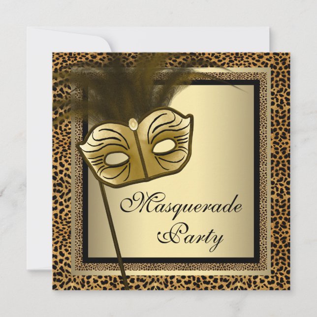 Invitation Gold Black Leopard Masquerade Party (Devant)