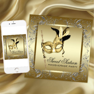 Invitation Gold Black Masquerade