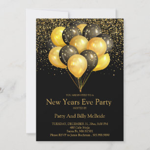 Invitation Gold & Black New Years Eve Party