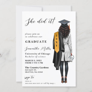 Invitation Gold Black Nurse Photo Elle L'A Fait Diplôme