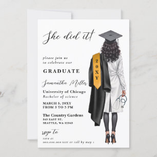 Invitation Gold Black Nurse Photo Elle L'A Fait Diplôme