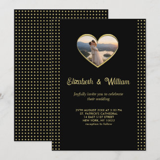 Invitation Gold & Black Polka Dot Personalized wedding