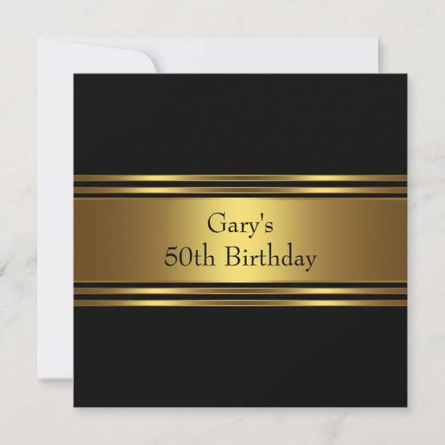 Invitation Gold Black Striment signifie fête d'anniversaire (Devant)