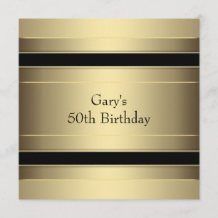 Invitation Gold Black Stripe Mans 50e anniversaire